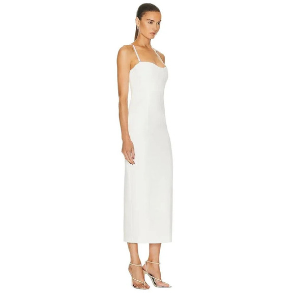 SIMKHAI Caspian Bustier Midi Dress in White New Womens Bodycon Corset - Picture 3 of 15